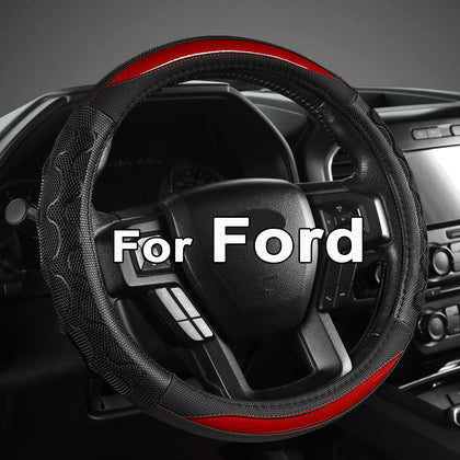 GIANT PANDA front view of red steering wheel cover showing fit and styling benefits