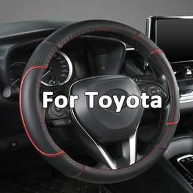GIANT PANDA front view of steering wheel cover showing black and red trim benefit: stylish protection