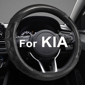 GIANT PANDA steering wheel cover front view showing gray design and fit benefits