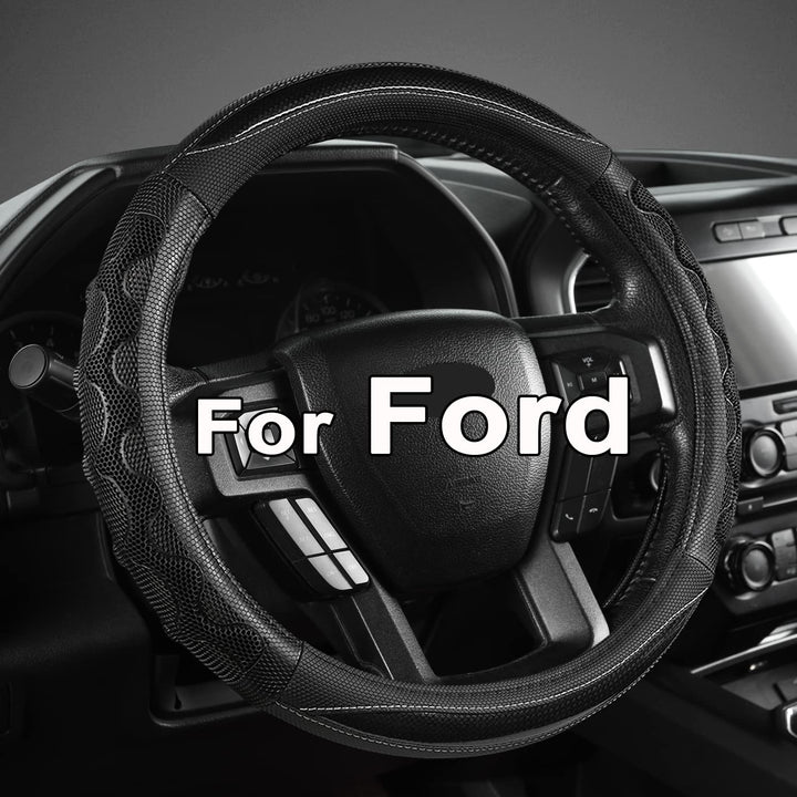 GIANT PANDA front view of steering wheel cover showing fit and style benefit