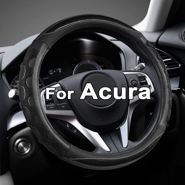 GIANT PANDA front view of black steering wheel cover showing clean fit and finish
