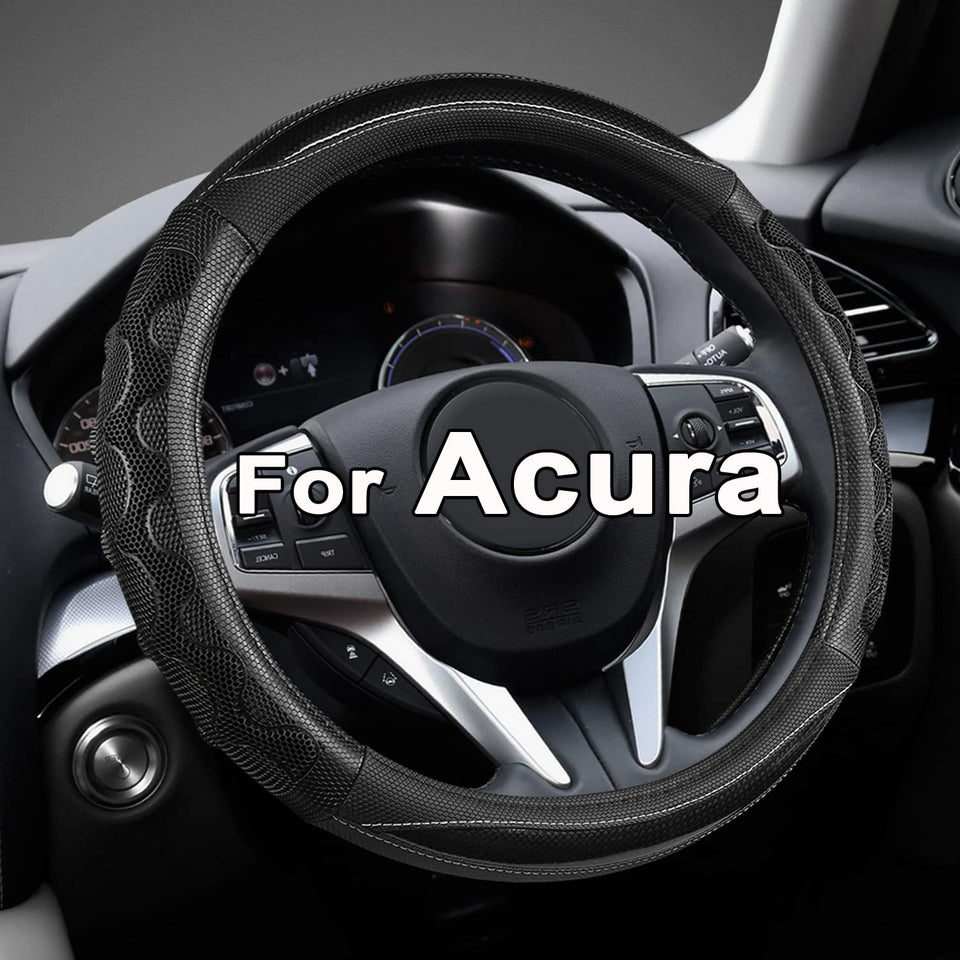 GIANT PANDA front view of black steering wheel cover showing clean fit and finish