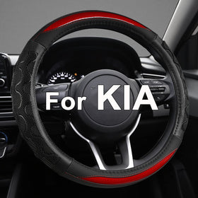 GIANT PANDA front view of red steering wheel cover showing full design and fit benefit