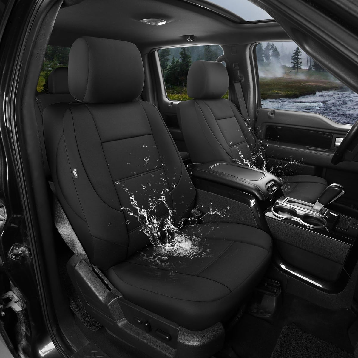 GIANT PANDA front seat cover front view showing tailored fit and protection