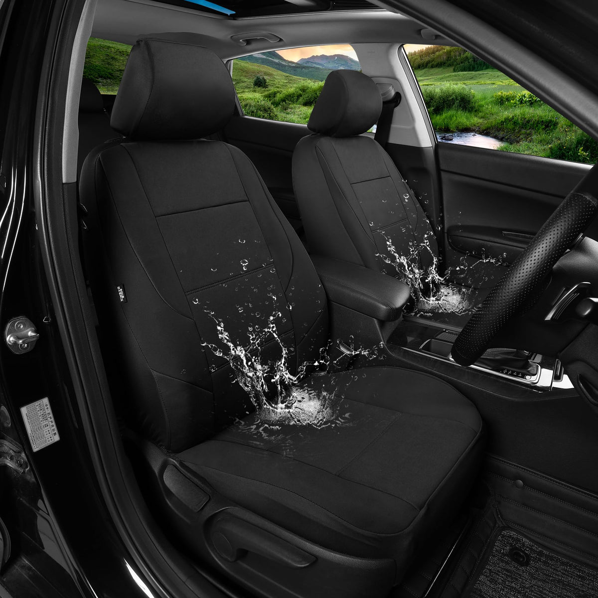GIANT PANDA front seat cover packaging showing custom fit and contents