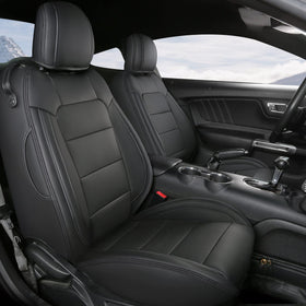 GIANT PANDA front seat cover on Mustang showing full fit and protection