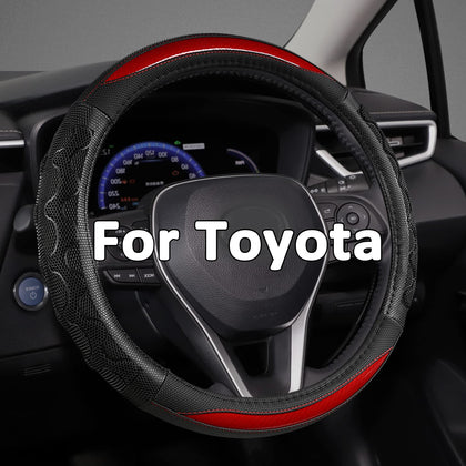 GIANT PANDA front view of red steering wheel cover showing full fit and style