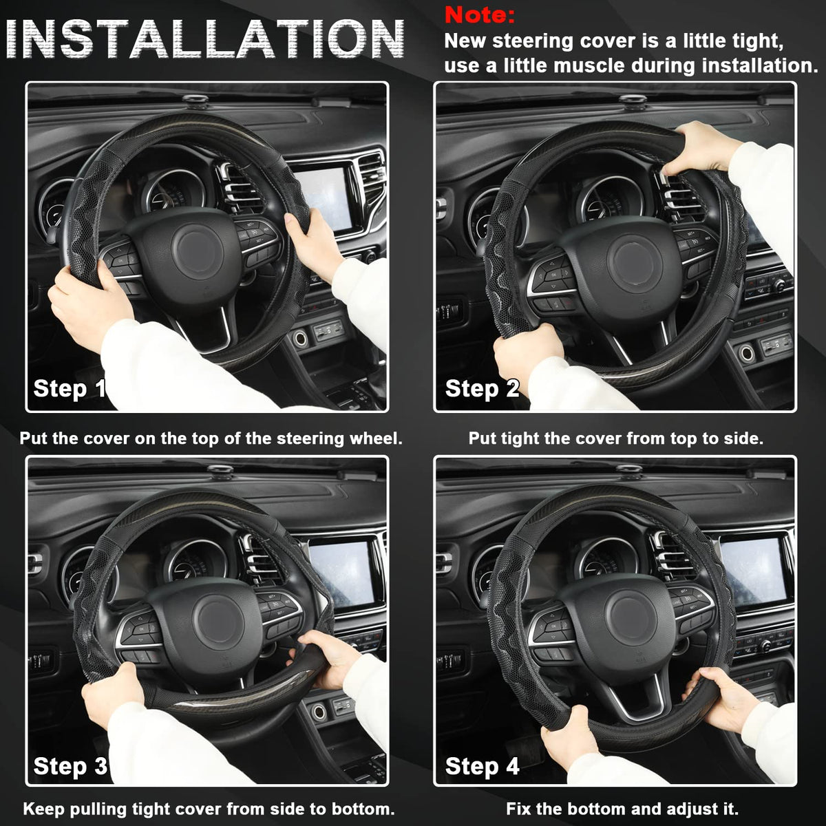 GIANT PANDA red cover in Jeep interior adding sporty aesthetic and protection