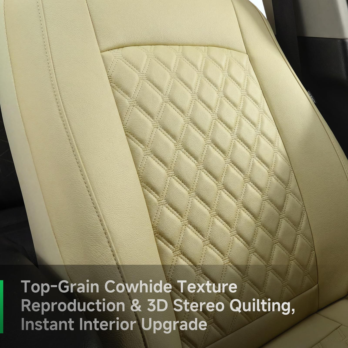 GIANT PANDA seat cover shown next to car seat, demonstrates accurate scale