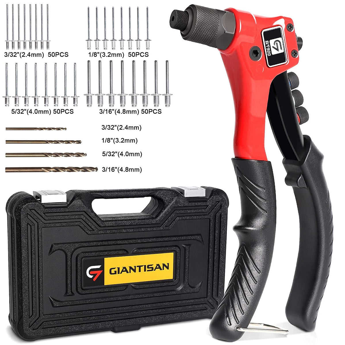 GIANTISAN rivet gun front view showing robust build and portability