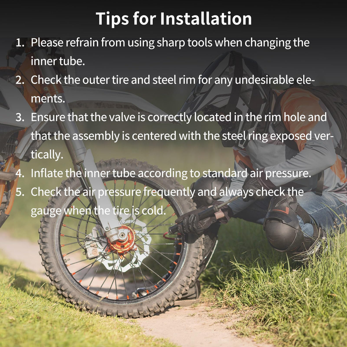 GICOOL spare inner tube in off-road gear bag for faster roadside repairs