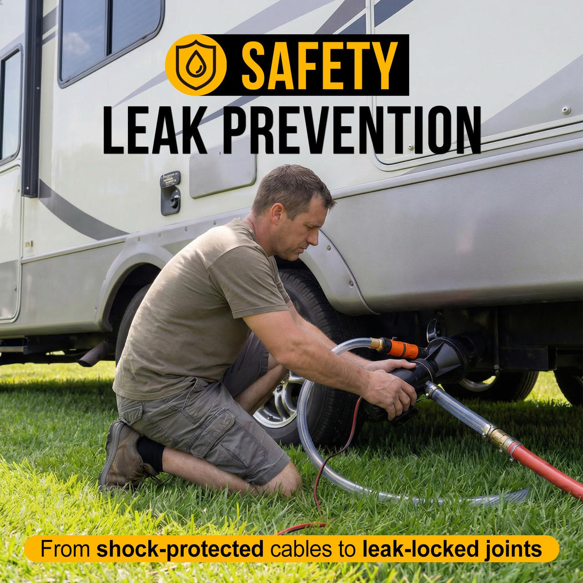 Gidrox discharge window and clear hose letting you monitor flow and prevent dry run