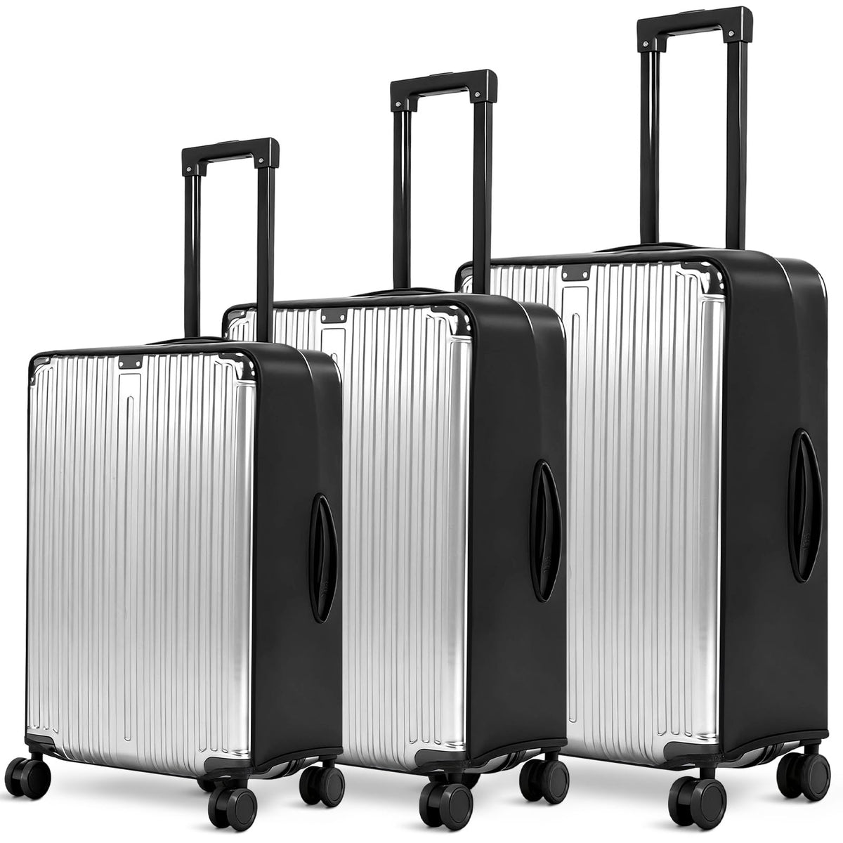 gilprop front view on 24 inch suitcase showing clear protection and easy identification