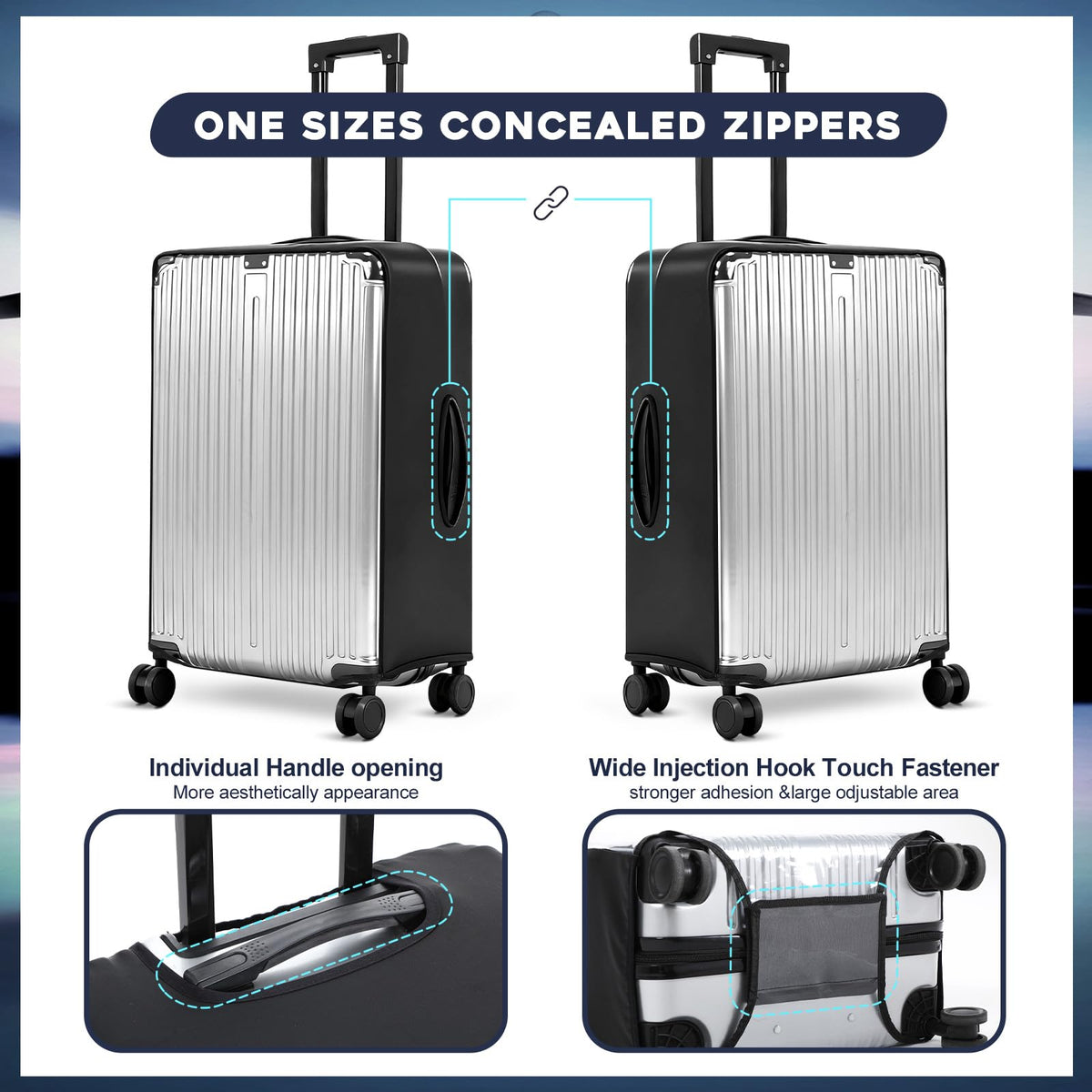 gilprop side profile on 28 inch luggage showing snug fit and edge protection