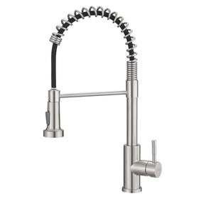 GIMILI faucet front view showing brushed nickel finish and high-arc design for stylish kitchens