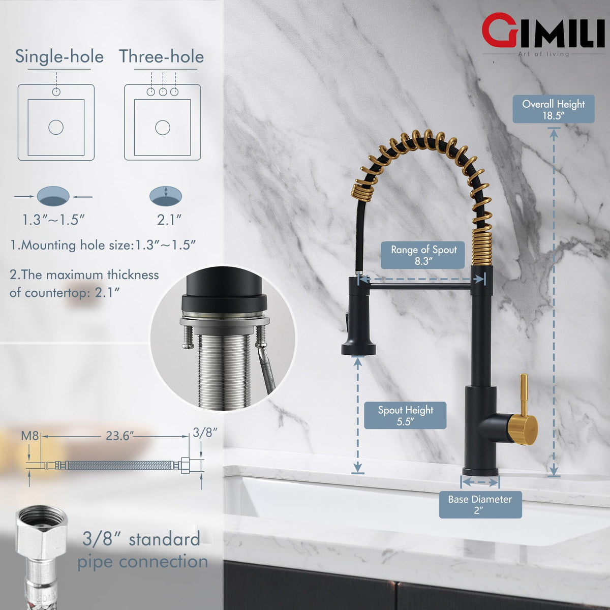 GIMILI close-up of finish highlighting stainless steel durability benefit