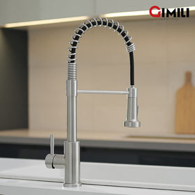 GIMILI extended retractable hose showing full reach for sink corner rinsing convenience