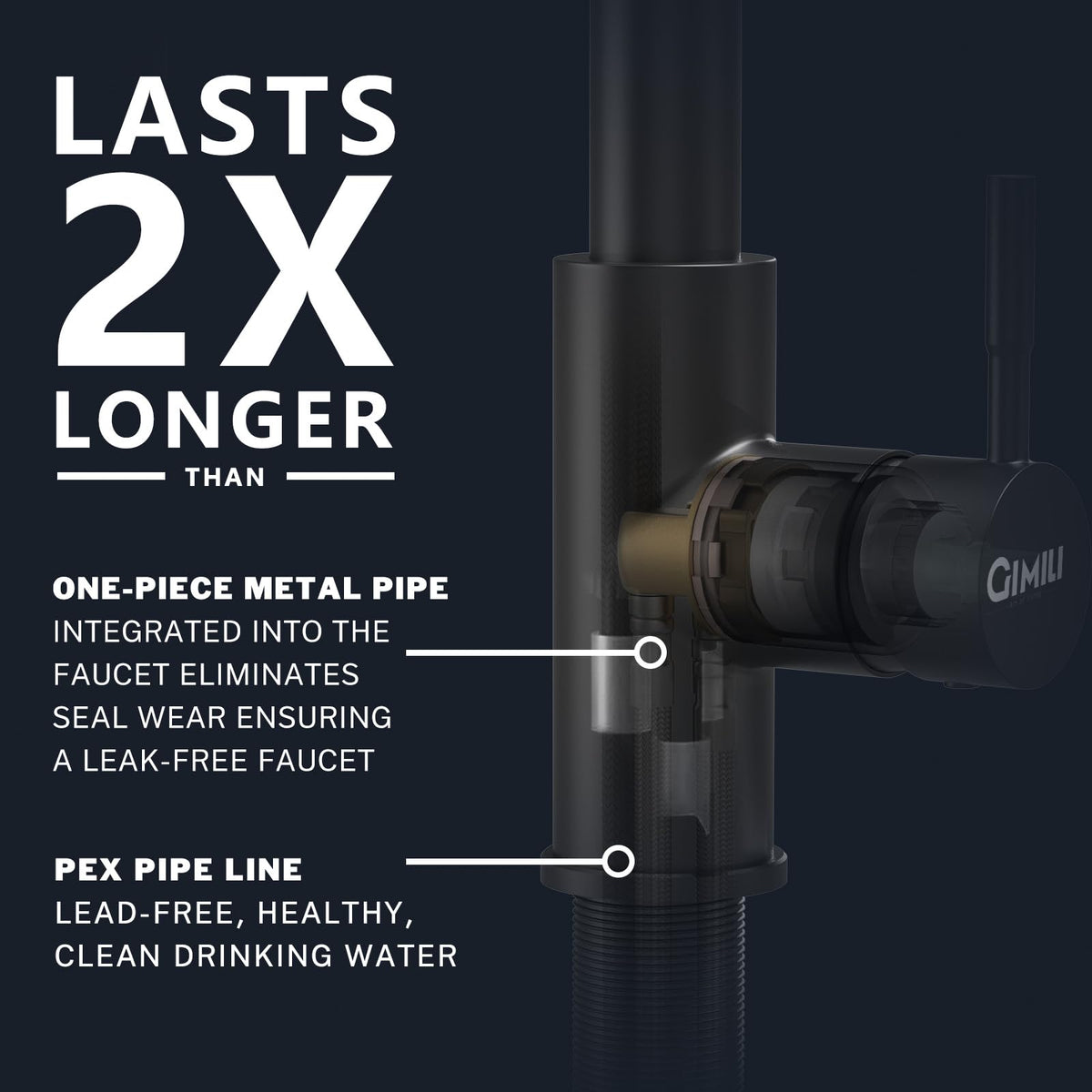 GIMILI side profile showing smooth cast stainless body and fingerprint-resistant surface