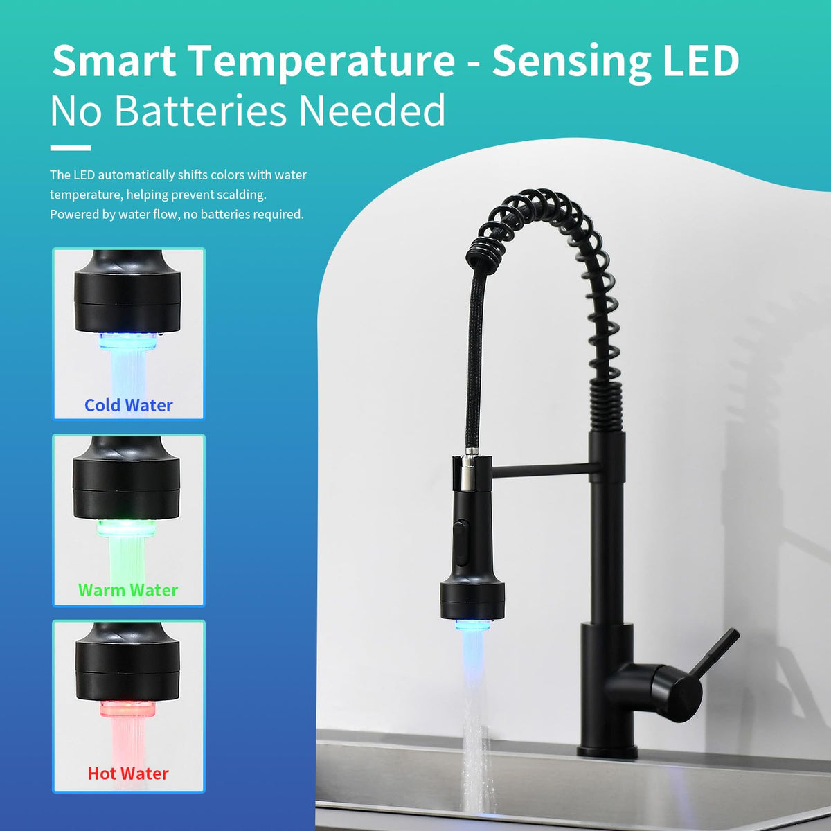 GIMILI extended pull-down hose demonstrating reach for rinsing large pots and corners