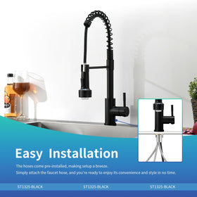 GIMILI faucet shown next to sink to illustrate 18.5" height and 8.3" spout reach
