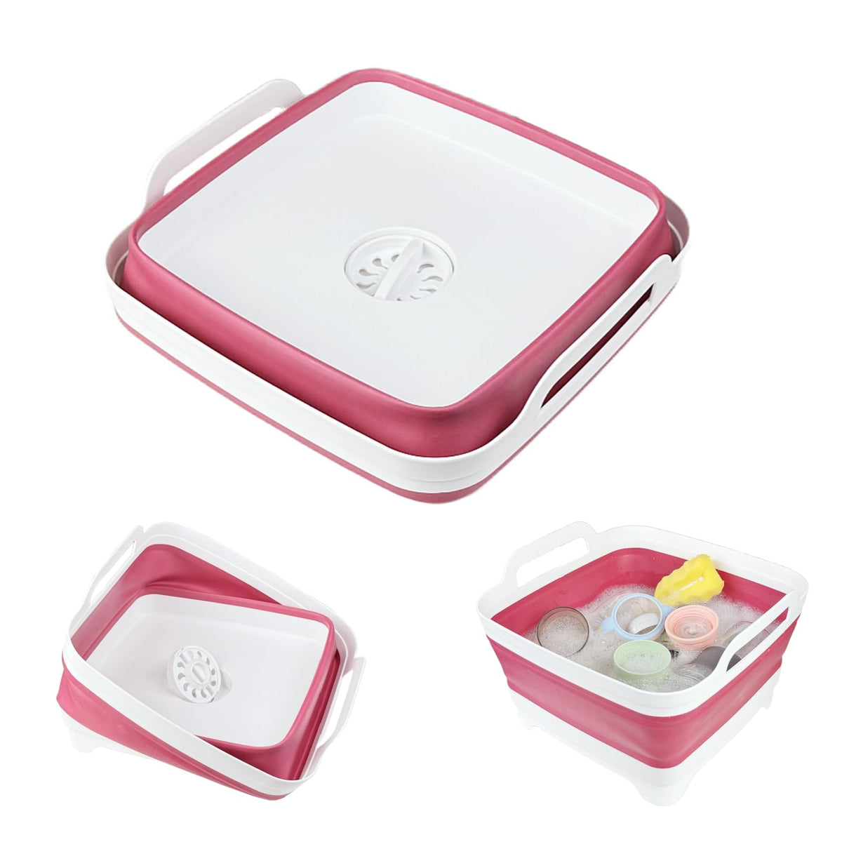 GIMWA front view showing vibrant viva magenta basin and handles, highlights portability