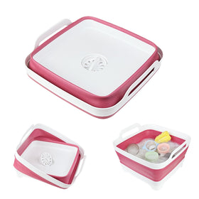 GIMWA front view showing vibrant viva magenta basin and handles, highlights portability