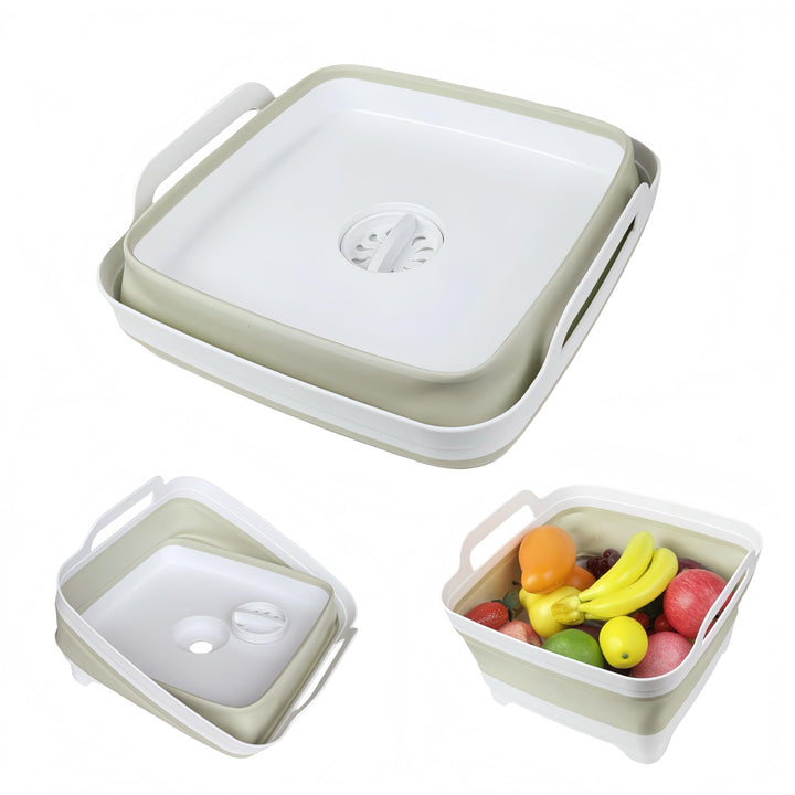 GIMWA front view of green collapsible basin shows capacity and portability