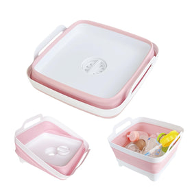 GIMWA front view expanded pink basin showing roomy capacity and handles benefit portability