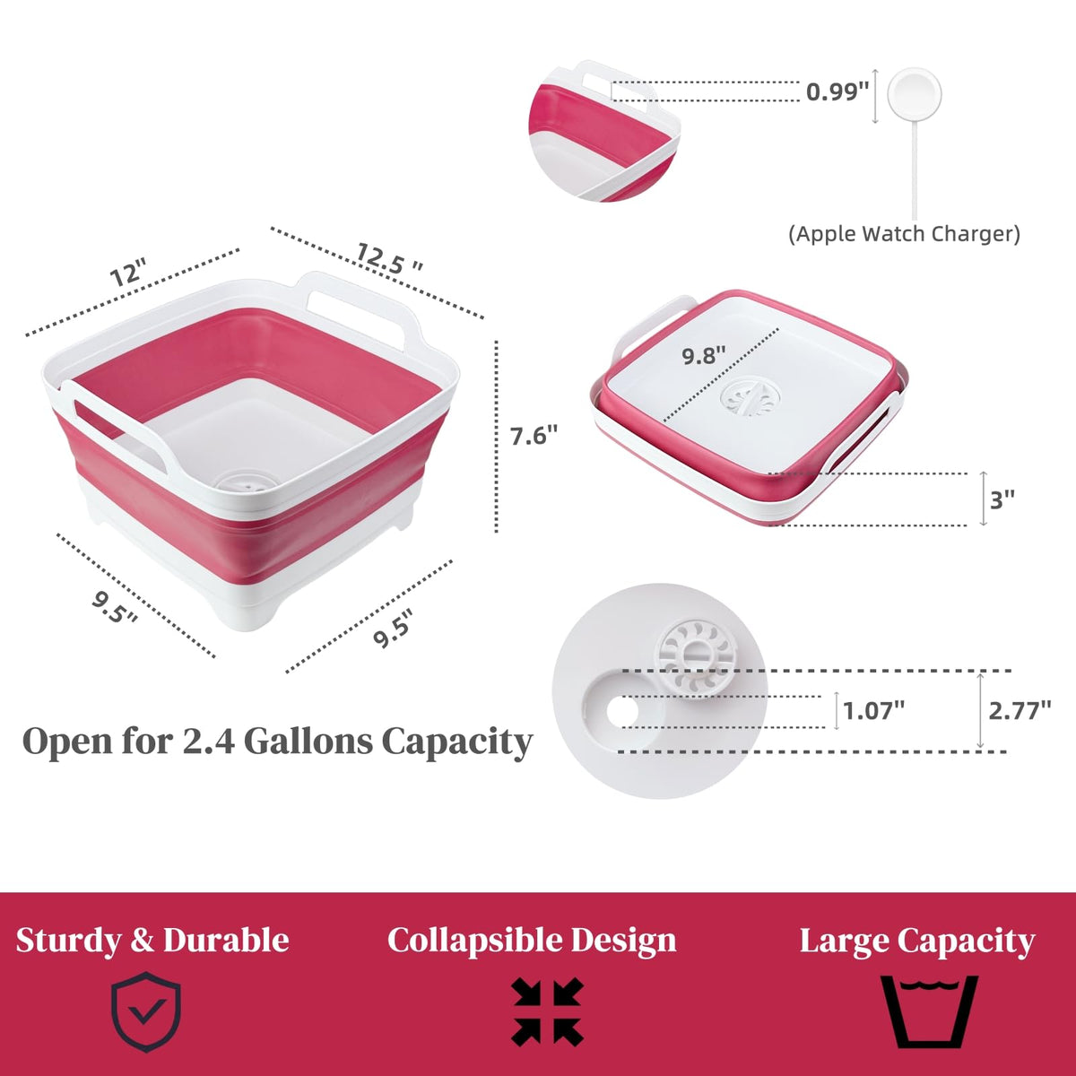 GIMWA top view of expanded basin displaying roomy interior for bottles and dishes
