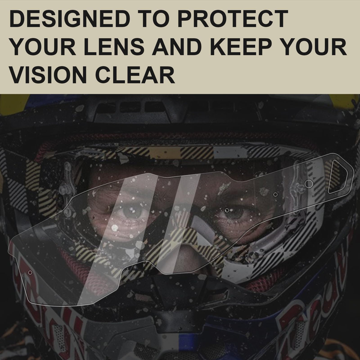 Giokyi rider peeling a tear-off in action to restore clear vision quickly