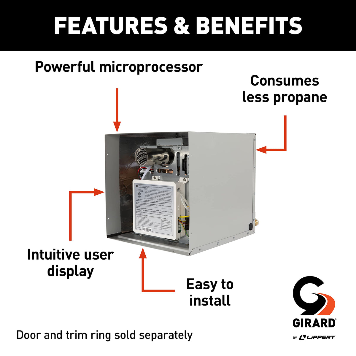 GIRARD hinged door open giving quick access to internal components for easy maintenance