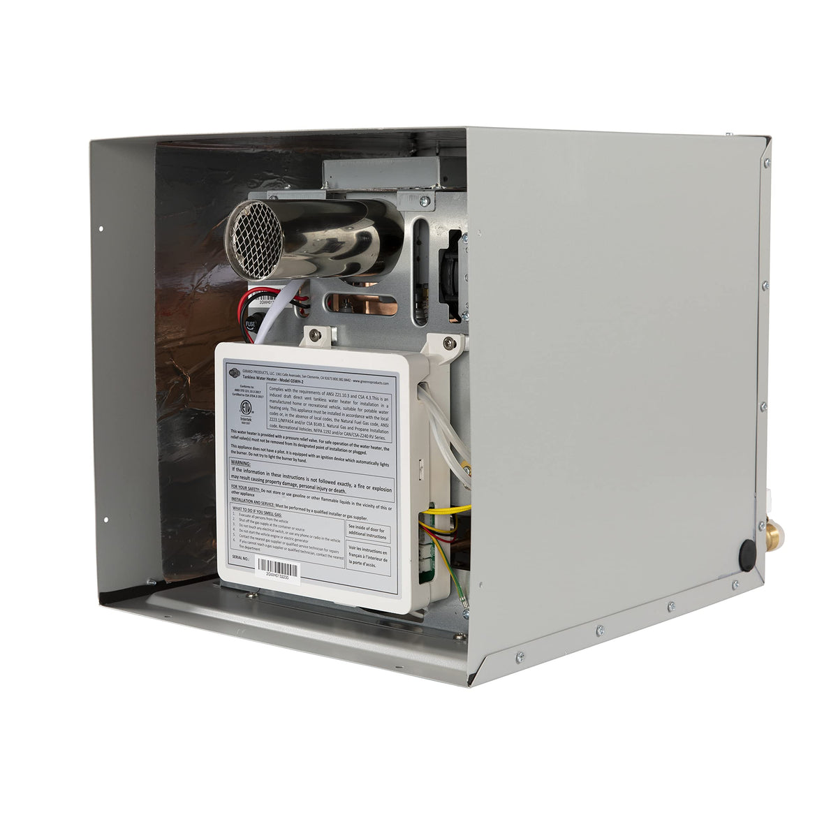 GIRARD front panel view showing compact heater and easy access controls for convenience