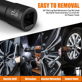 GIREORAN extractor in use on a galaxy of lug nut, demonstrating easy removal and reduced damage