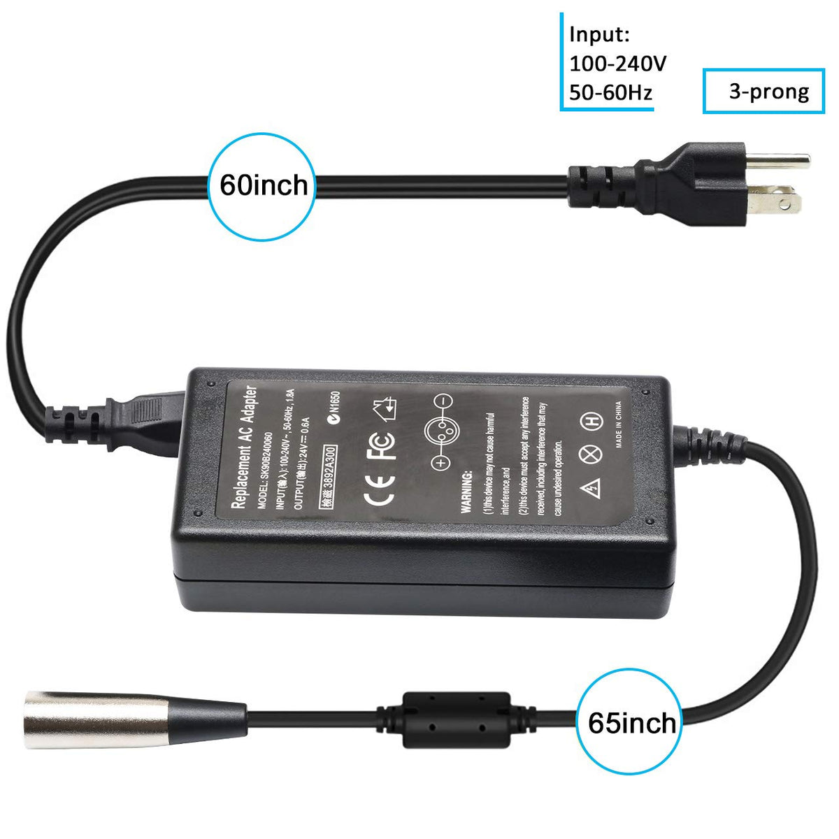 Givehooy charger label with input/output specs for safe voltage matching