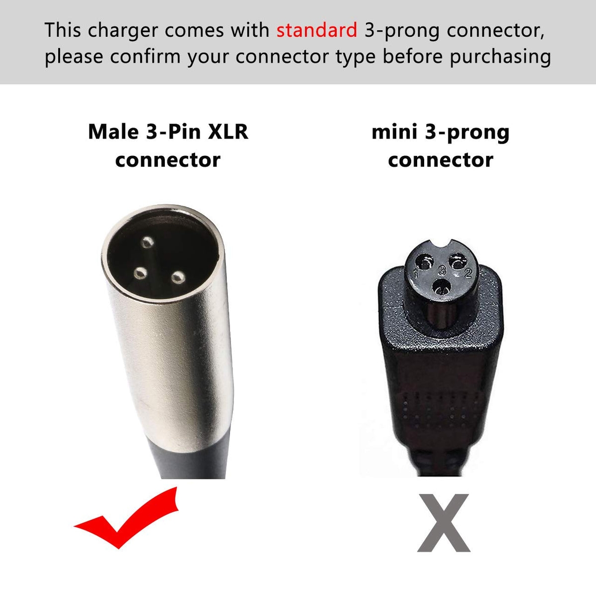 Givehooy 3‑pin male XLR connector closeup enabling secure battery connection