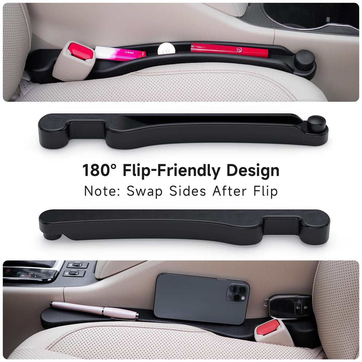 Givifive beside seat belt tongue to check fit, ensures right size
