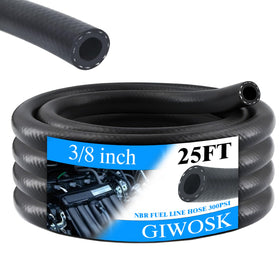GIWOSK spooled fuel hose front view showing compact storage and easy handling