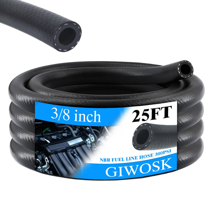 GIWOSK spooled fuel hose front view showing compact storage and easy handling