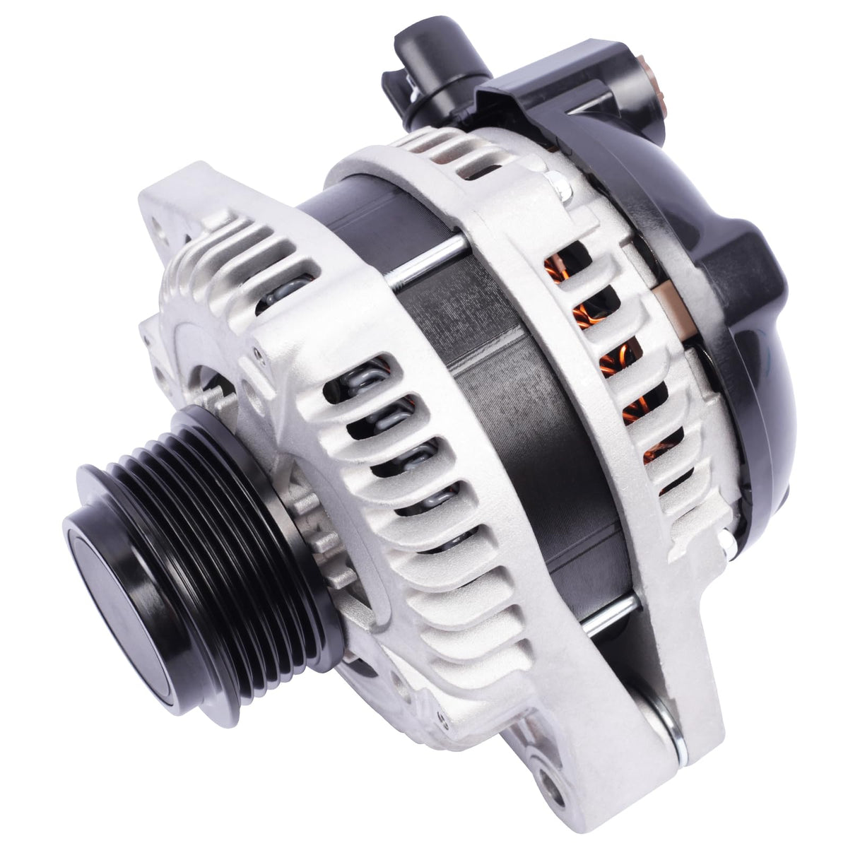 Gjhch alternator front view showing mounting points and clean finish for easy installation