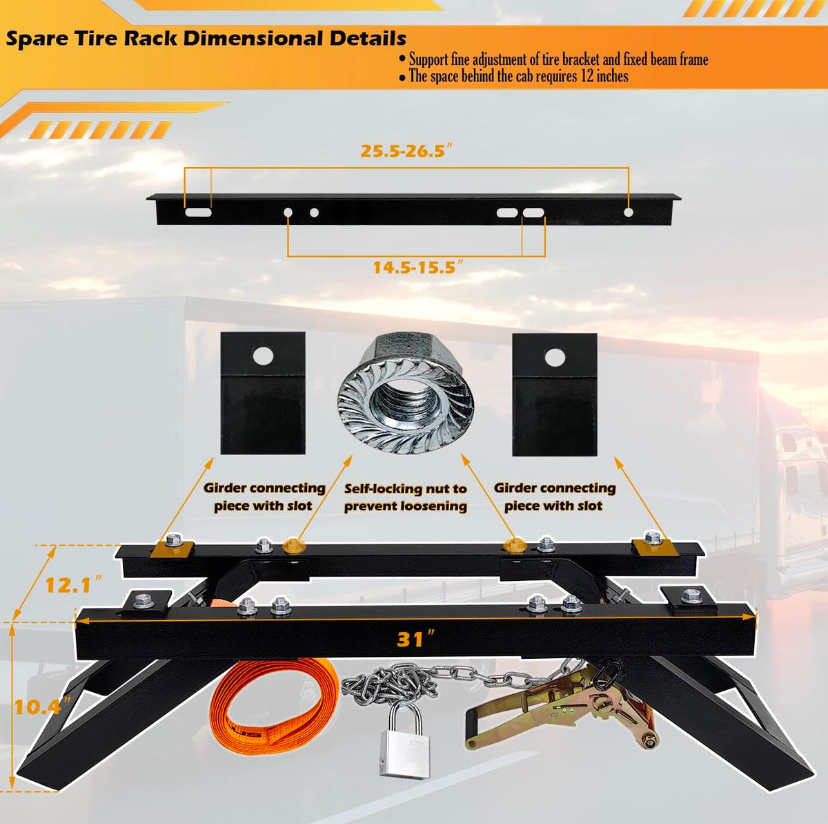 gjkldcvb lockable steel chain securing tire to rack for theft deterrence