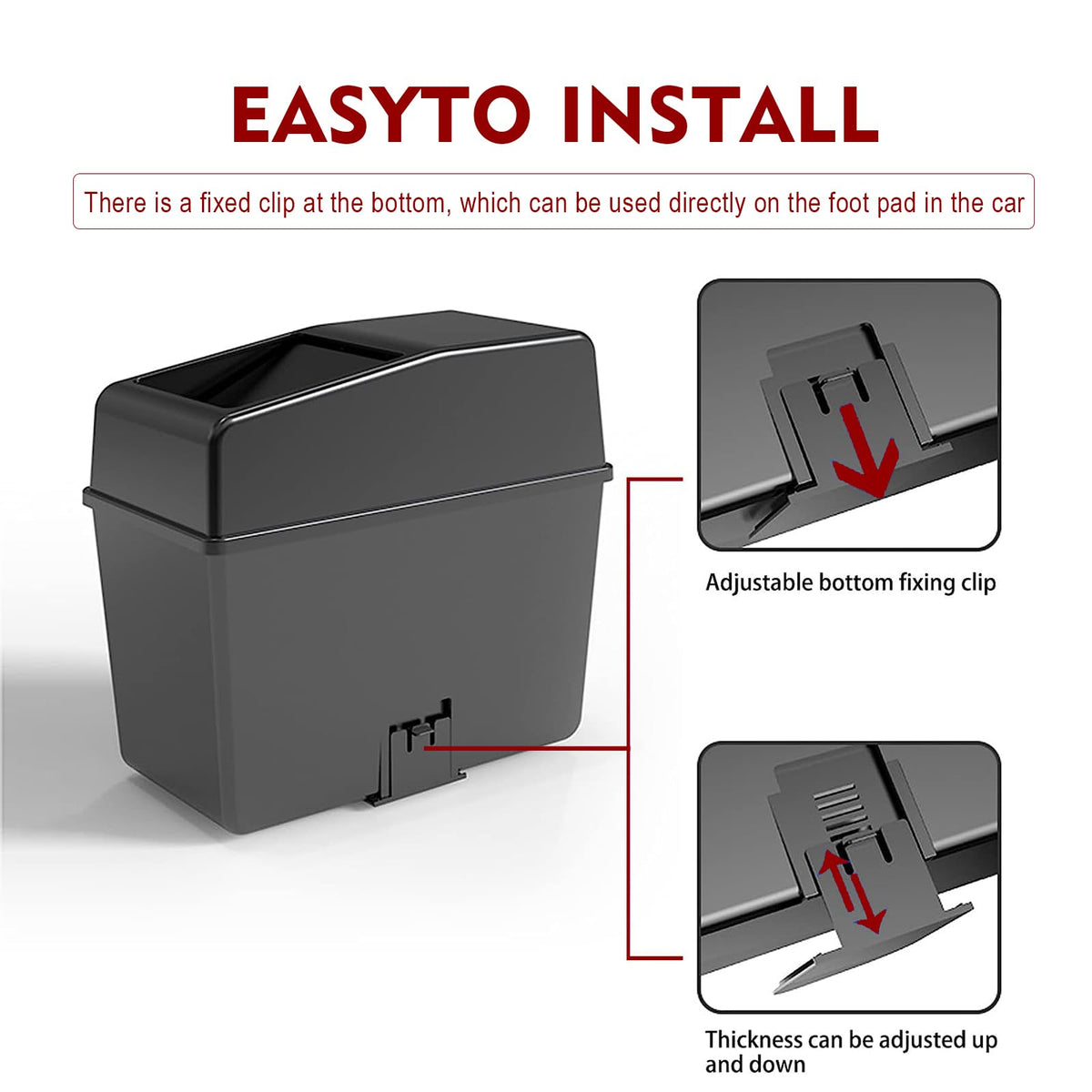 GKmow open lid while hand drops trash showing one-handed operation benefit