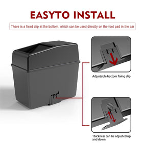 GKmow open lid while hand drops trash showing one-handed operation benefit
