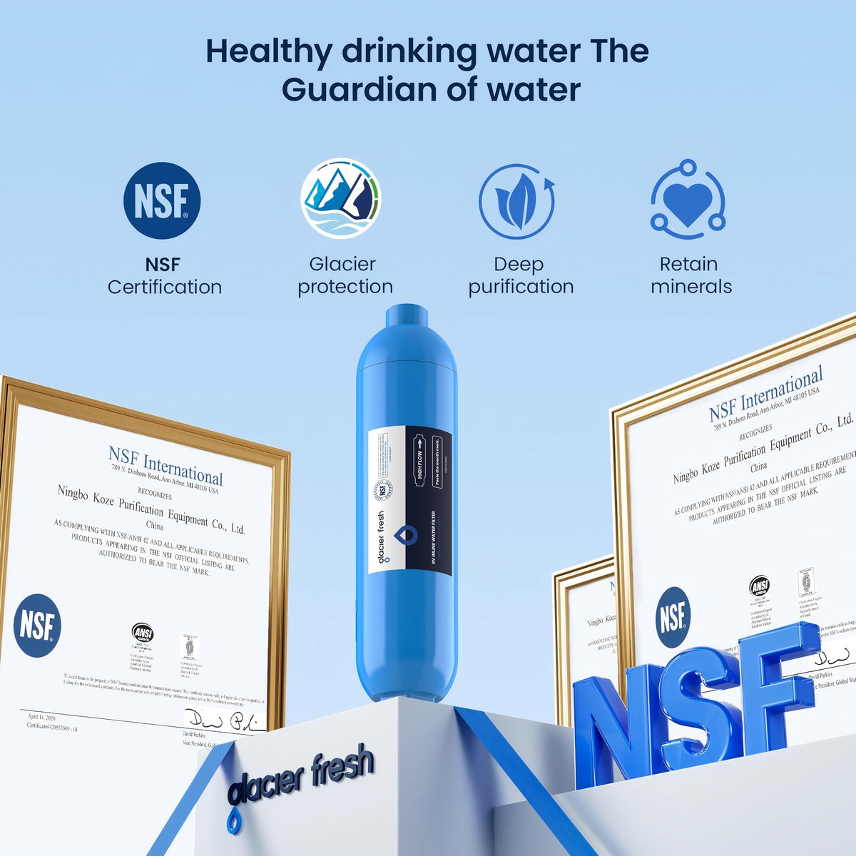 GLACIER FRESH cutaway view of cartridge media demonstrating filtration layers