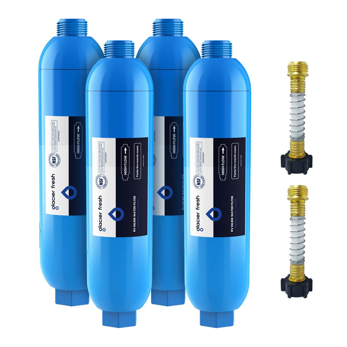 GLACIER FRESH front packaging showing four filters and two protectors improving convenience