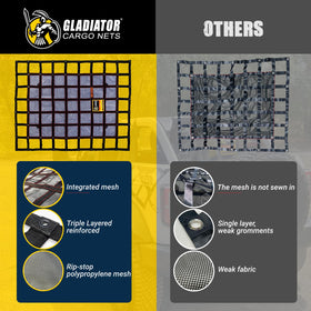 Gladiator Cargo Nets stored in oversized bag for tangle-free transport and quick deployment