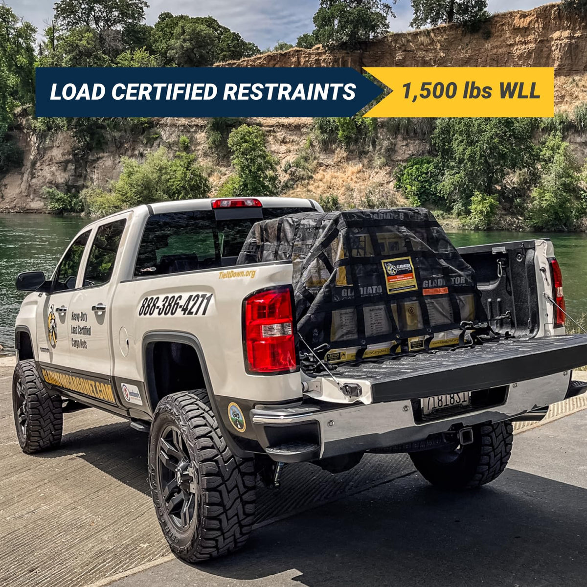 Gladiator Cargo Nets included straps with rubber-coated hooks protecting vehicle finish and grip
