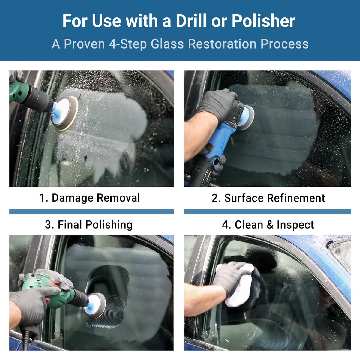 Glass Polish felt polishing pad detail showing smooth finish result