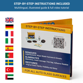 Glass Polish instruction sheet and QR code for step-by-step help