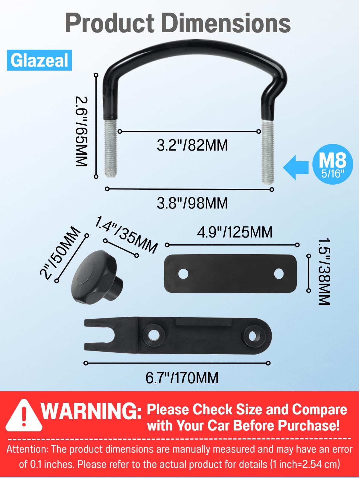 Glazeal stainless u-bolt close-up showing corrosion resistance and durable threads