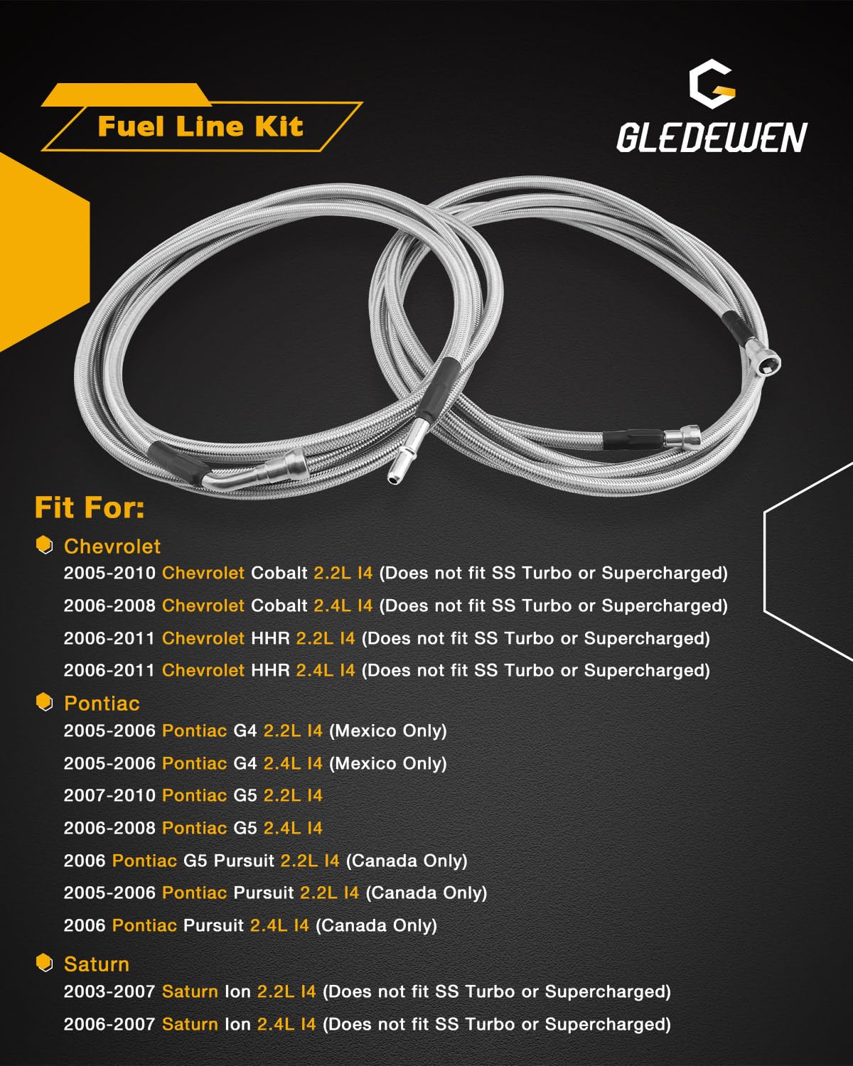 Gledewen braided stainless steel hose close-up showing braid for corrosion resistance